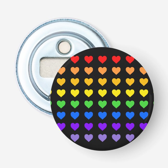 Rainbow Hearts  Bottle Opener (Front)