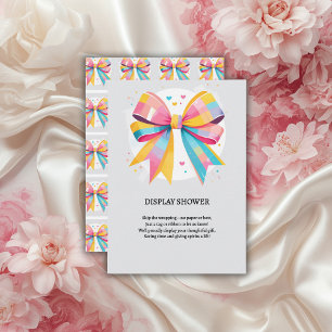 Rainbow Hearts Bow Baby Shower Enclosure Card