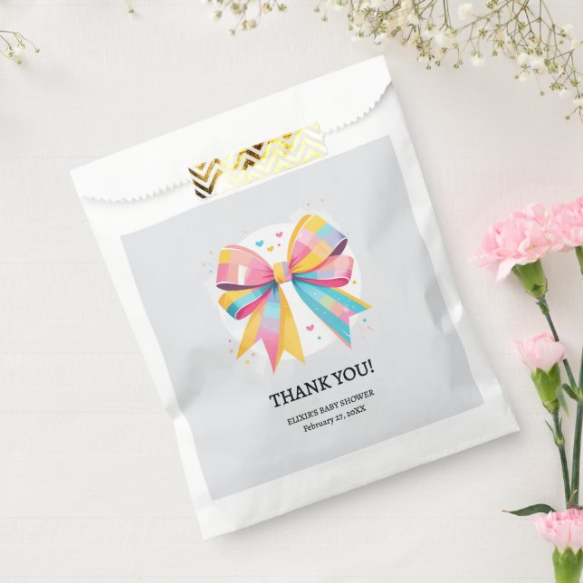 Rainbow Hearts Bow Baby Shower Favour Bags (Sealed)