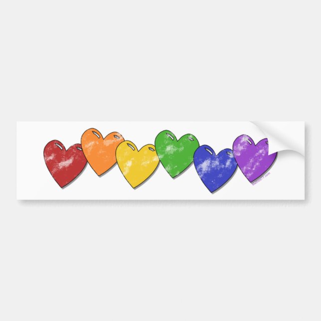 Rainbow Hearts Bumper Sticker (Front)