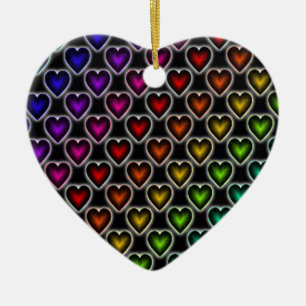 Rainbow Hearts Ceramic Tree Decoration