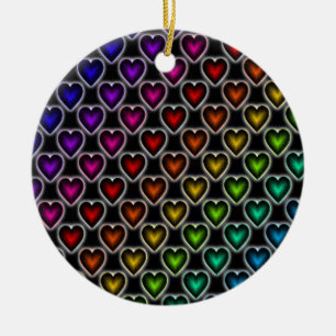 Rainbow Hearts Ceramic Tree Decoration