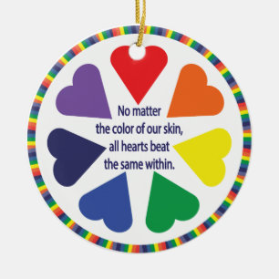 Rainbow Hearts Ceramic Tree Decoration