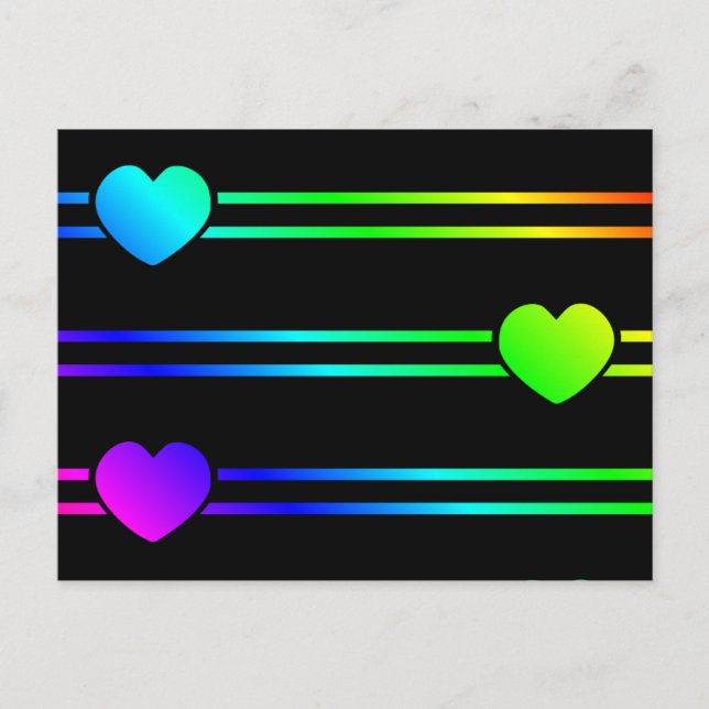 Rainbow Hearts Colourful Multicolor Love Hearts Postcard (Front)