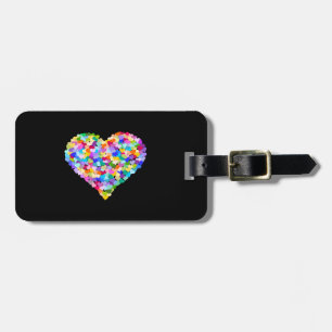 Rainbow Hearts Confetti Luggage Tag