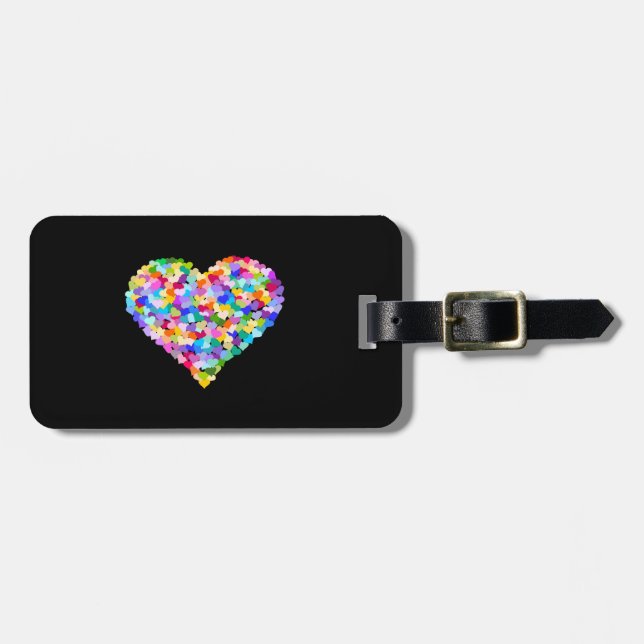 Rainbow Hearts Confetti Luggage Tag (Front Horizontal)