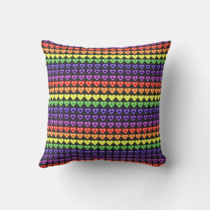 Rainbow hearts cushion