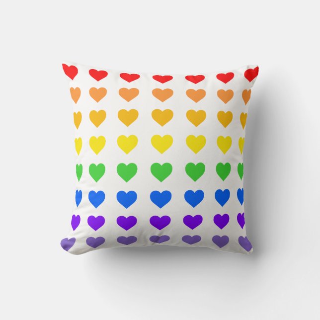 Rainbow Hearts   Cushion (Front)