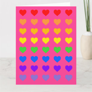 Rainbow Hearts Deep Pink Card