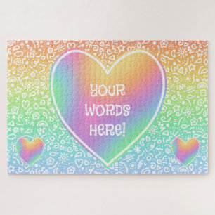 Rainbow Hearts & Doodles Jigsaw Puzzle