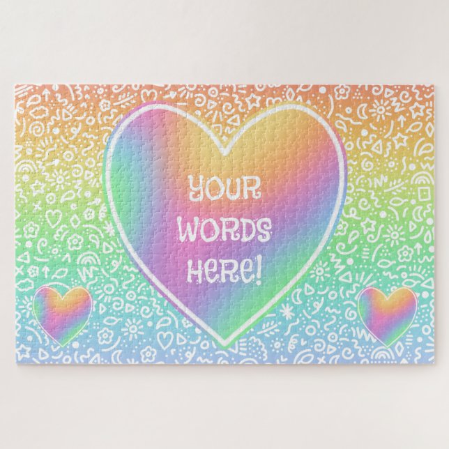 Rainbow Hearts & Doodles Jigsaw Puzzle (Horizontal)