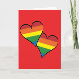 Rainbow Hearts Embracing Holiday Card