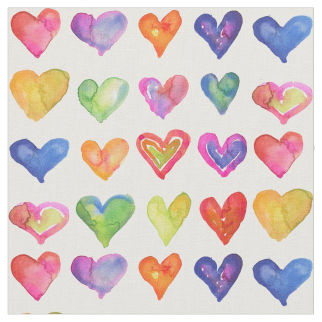 Rainbow Hearts Fabric (Close Up)