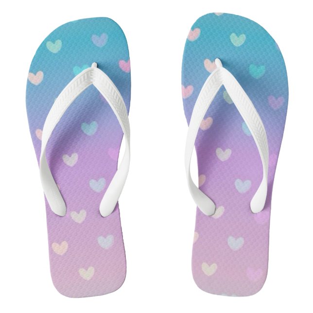 Rainbow  Hearts Flip Flops (Footbed)