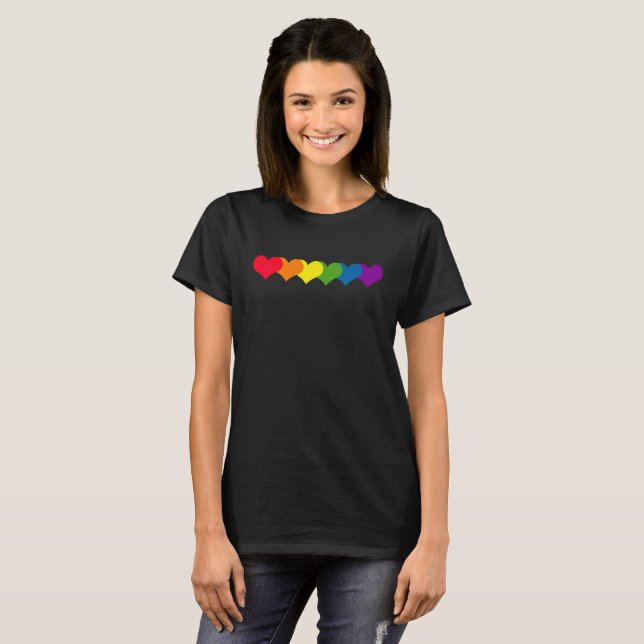 Rainbow Hearts Gay Pride | LGBTQ Pride T-Shirt (Front Full)