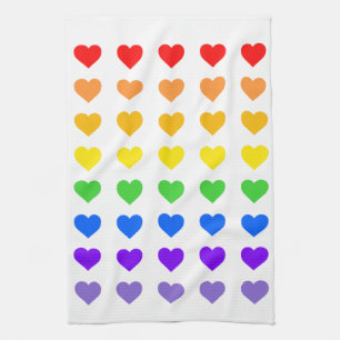 Rainbow Hearts Gay Pride Tea Towel