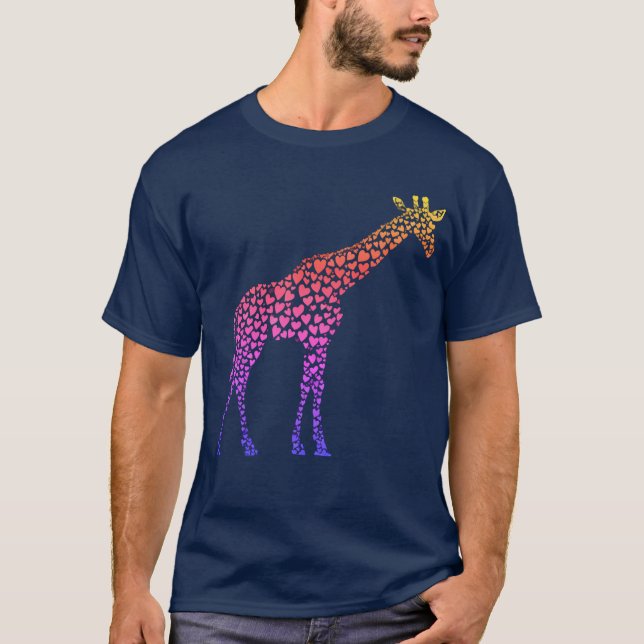 Rainbow Hearts Giraffe T-Shirt (Front)