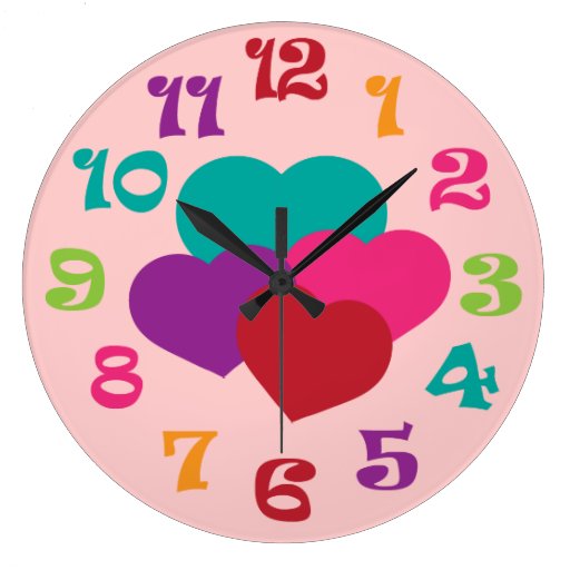 Image of Rainbow Hearts Girls Wall Clock