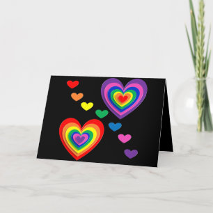 Rainbow hearts greeting card