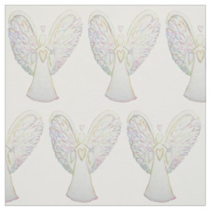 Rainbow Hearts Guardian Angel Art Fabric Material