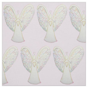 Rainbow Hearts Guardian Angel Art Fabric Material