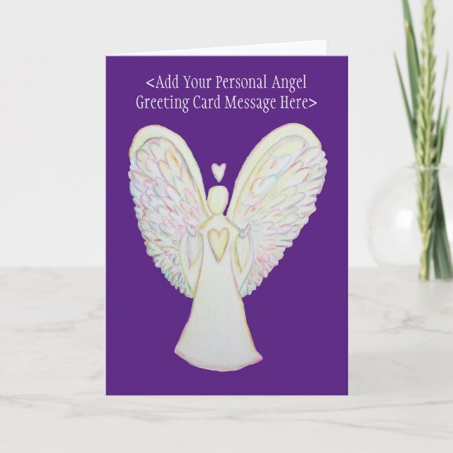 Rainbow Hearts Guardian Angel Custom Note Cards (Front)