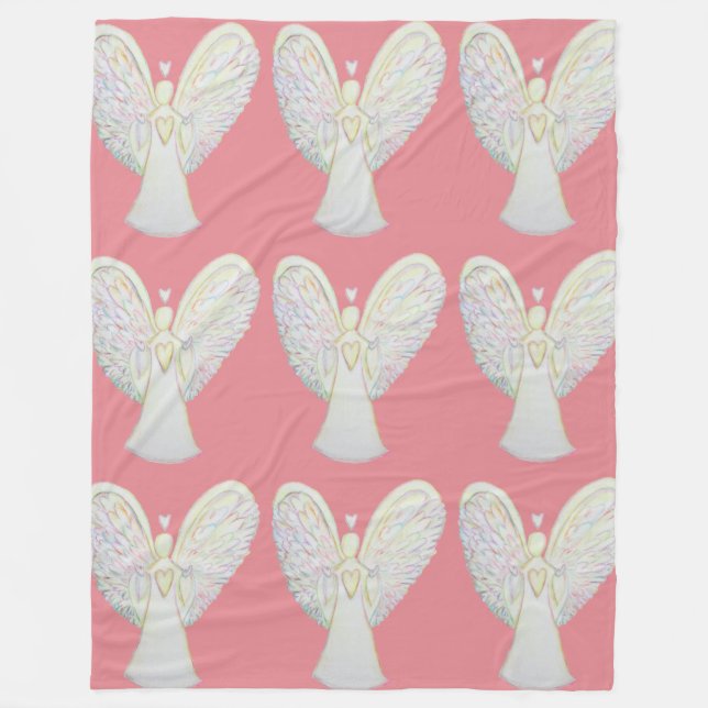 Rainbow Hearts Guardian Angel Fleece Blanket (Front)