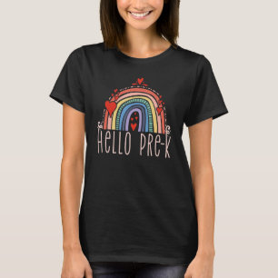Rainbow Hearts Hello Pre K Back To School Pre K Te T-Shirt