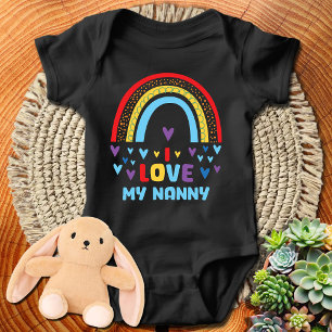 Rainbow Hearts I Love My Nanny Baby Bodysuit