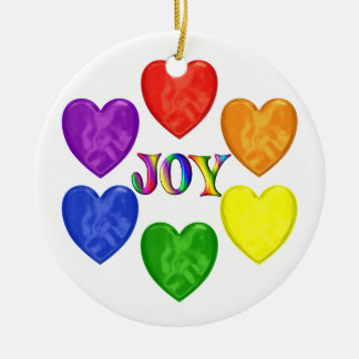 Rainbow Hearts Joy Ceramic Tree Decoration