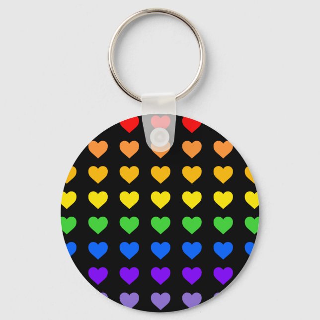 Rainbow Hearts  Key Ring (Front)