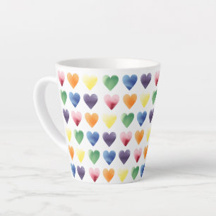 Rainbow Hearts Latte Mug