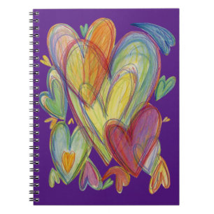Rainbow Hearts Love Art Journal Notebook