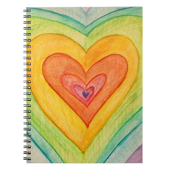 Rainbow Hearts Love Art Notebook Journal (Front)