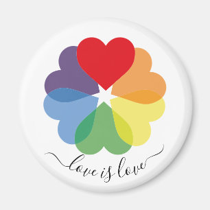 Rainbow Hearts Love Is Love Pride Magnet