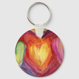 Rainbow Hearts Love Pendant Keychain Charm