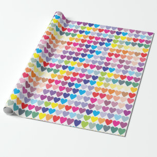 Rainbow Hearts Matte Wrapping Paper, 30" x 6' Paper