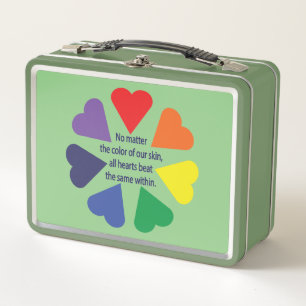 Rainbow Hearts Metal Lunch Box