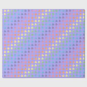 Rainbow Hearts on Lilac Wrapping Paper