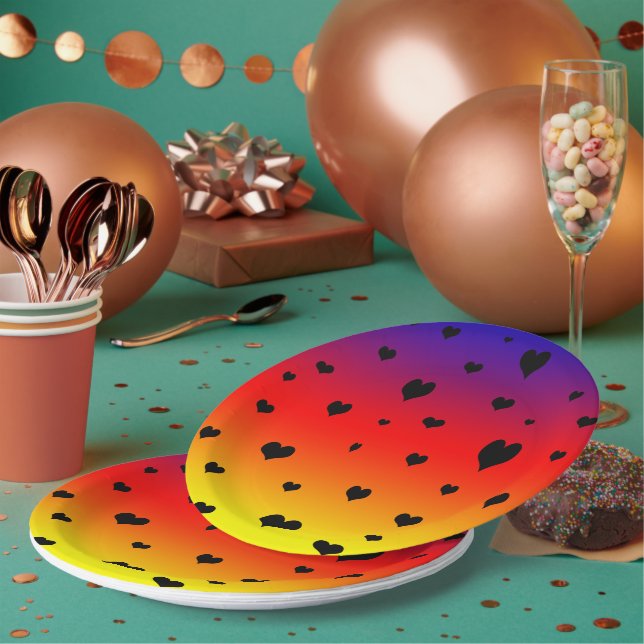 Rainbow Hearts,  Paper Plate (Multi)