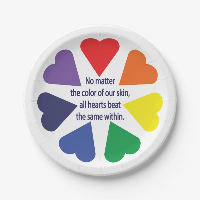 Rainbow Hearts Paper Plate (Front)