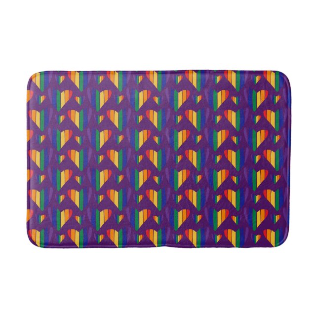 Rainbow Hearts Pattern Bath Mat (Front)