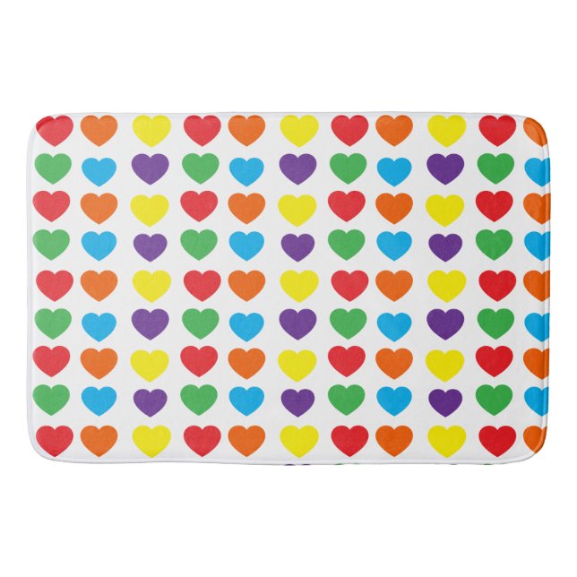 Rainbow Hearts Pattern Bath Mat (Front)