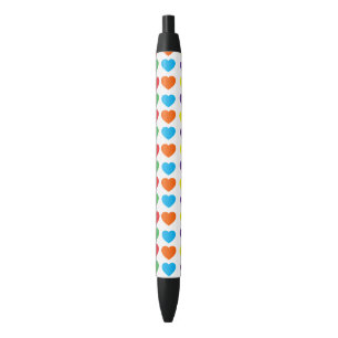 Rainbow Hearts Pattern Black Ink Pen