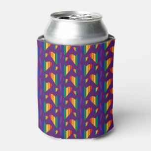 Rainbow Hearts Pattern Can Cooler