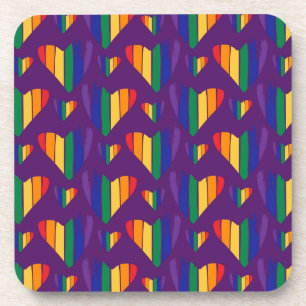 Rainbow Hearts Pattern Coaster