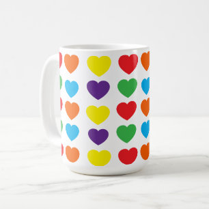 Rainbow Hearts Pattern Coffee Mug