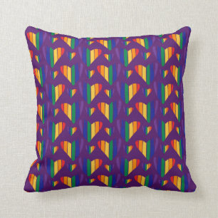 Rainbow Hearts Pattern Cushion