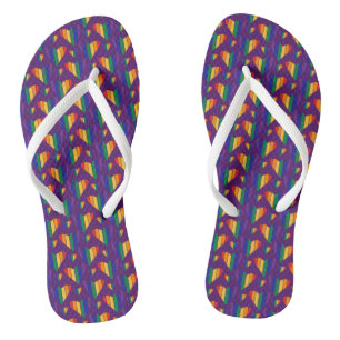 Rainbow Hearts Pattern Flip Flops