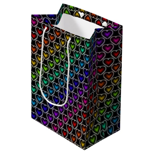 Rainbow Hearts Pattern Gift Bag (Front Angled)